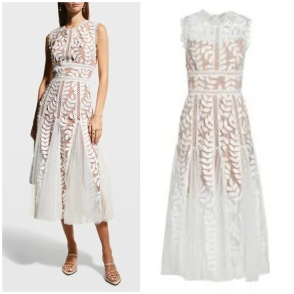 blush floral pleated ruffle midi dress Women's Yours Always Coral Pink Floral Lace & Ruffle Trim Midi Dress | Color: Light Pink | Size: S